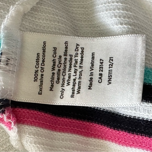 Talbots Striped red white & blue textured  top Sz L - Picture 5 of 6